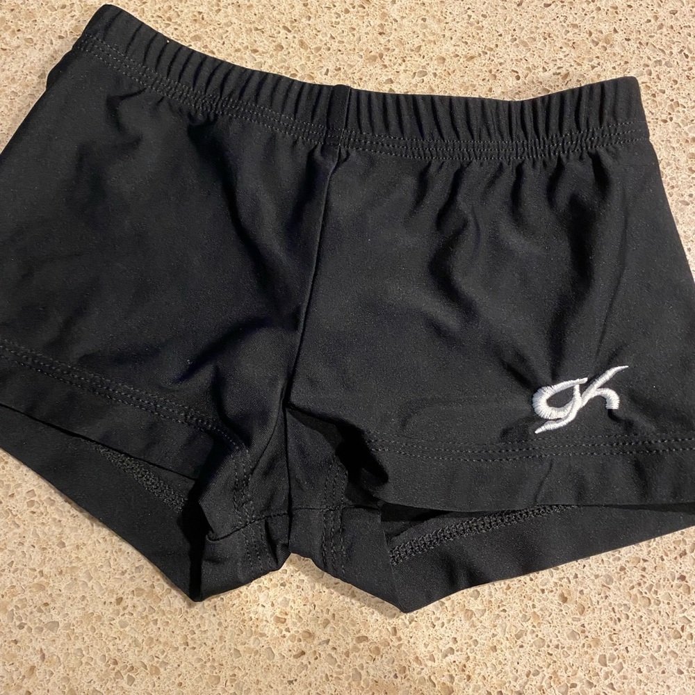 GK brand girls' gymnastics shorts in black
